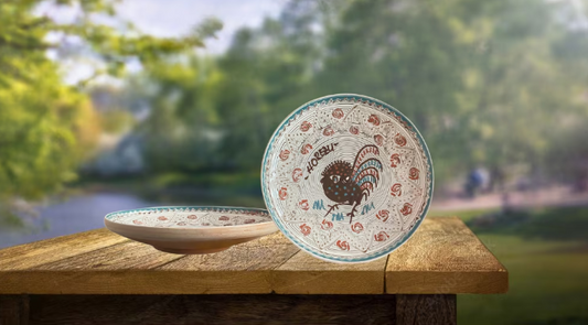 Farfurie Ceramica de Horezu, Cocos Traditional, pictata manual, 20-22cm